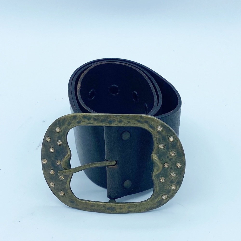 Aldo Wide Brown Italian Leather Belt, Size S - Picture 2 of 7